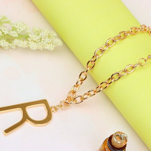 "Rose Gold Initial 'R' Necklace with Pearls, XPNL1904 - Picture 3 of 12